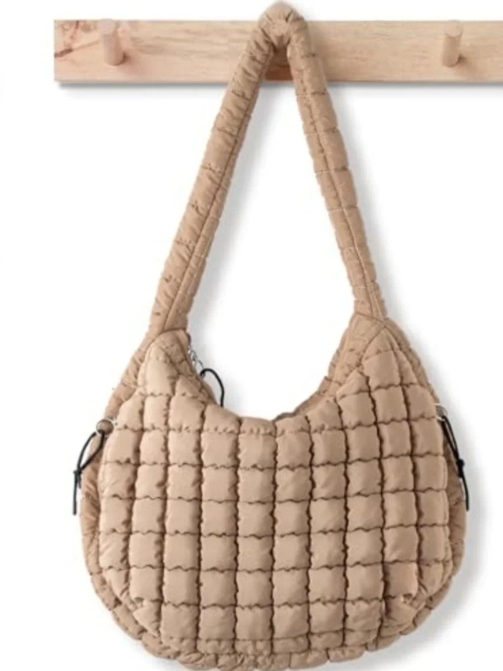 Large Quilted Puffer Tote Bag Crossbody Hobo Handbag Nylon Padded Strap